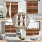 Brown Western Kitchen Curtains 45 Inch Length, Short Cafe Window Curtains Tab Top, Vintage Farmhouse Wood Barn Door Light Filtering Window Treatments Tier Drapes 27.5"x45" 2 Panel