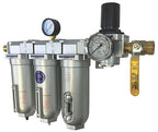 1/2" NPT Industrial (4-Stage) Moisture Removing Particulate Filter and Oil Removing Coalescing Filter and Desiccant Air Dryer and Air Pressure Regulator