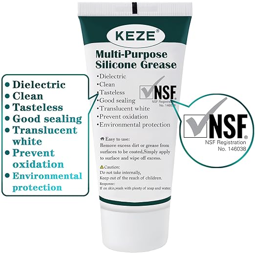 KEZE Silicone Grease Waterproof Food Grade Silicone Sealant Lubricant for Plumbers Valve Faucet O Rings 1 oz 3-Pack