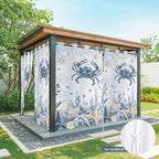 Oceans Outdoor Curtains for Patio Crabs Marine Life Shell Starfish Blue Waterproof Outside Curtains with Grommet Top Weatherproof Curtain for Cabana Pergola Gazebo, 2 Pack, 54" W x 95" L