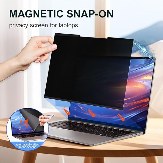 2Pack Magnetic 13.3 Inch Laptop Privacy Screen 16:9 Aspect Ratio, Removable Anti-Blue/Glare Protector Film, Anti Spy Desktop Security Private Filter 13.3in