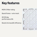 Amazon Basics MERV 5 AC Furnace Air Filter, Cardboard, 16x20x1 Inches, Pack of 6 (Actual Size: 15.75" x 19.75" x 0.75")