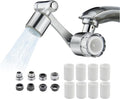 YYKBZ Water Filter For Sink Faucet Extender,1080° Swivel Aerator,2 Modes Spray Sink Water Filter,Brass Faucet Mount Purifier System For Kitchen/Bathroom/Toddlers,Multiple Adapters With 9pcs Filters