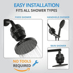 weAQUA Heavy Duty Shower Filter Family 2 PACK – 99% Removal for Hard Water, Chlorine, Fluoride, Heavy Metals, Micro-life, Organics and More (Matte Black)