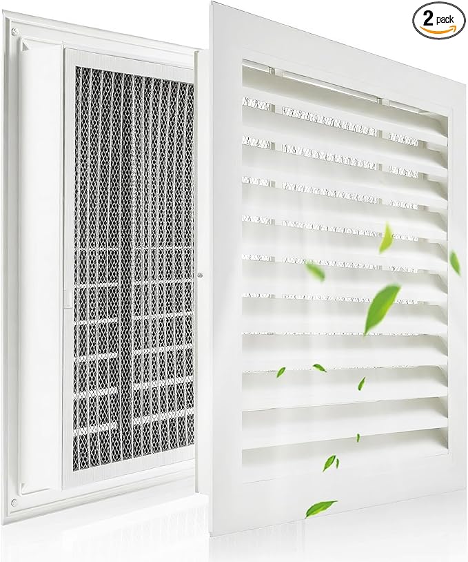 2-Pack 14"x14" Gable Vent - Premium Aluminum，Filter Screen for Removable, Ideal for Gables, Sheds, and Attics - Vent Opening 12"x12" - Boost Ventilation and Guard Against Moisture