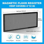 4 PCS Magnetic Vent Covers - 4.7"x12" Magnetic Air Vent Screen - for Floor/Wall/Ceiling Registers - Easy Install, Secure Fit - Durable(Fits Registers 5" to 6" W x 12" to13" L)