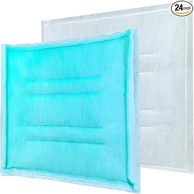 AUC Paint Booth Tacky Intake Filter Pad Series 55, 20" x 20" (24/case) Spray Booth Intake Filter with Internal Wire Support Frame