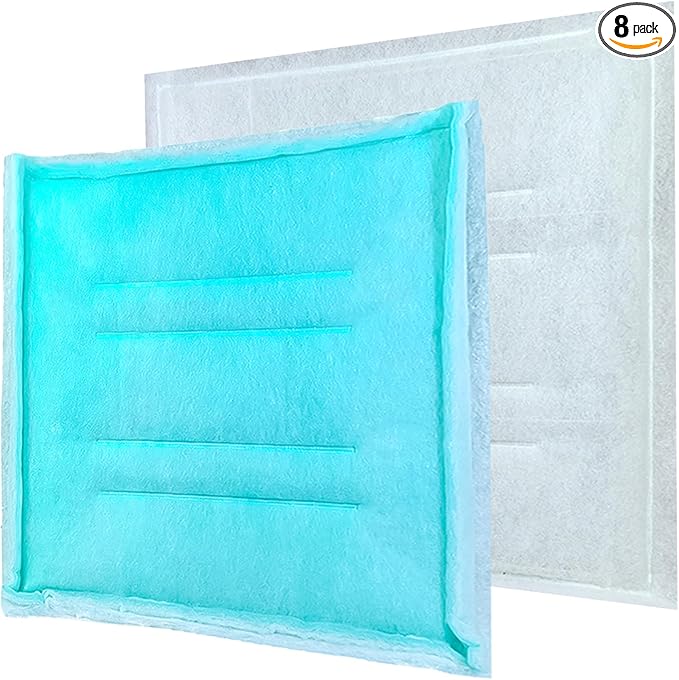 AUC Paint Booth Tacky Intake Filter Pad Series 55, 20" x 48" (8/case) Spray Booth Intake Filter with Internal Wire Support Frame