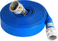 2" x 50 ft Backwash Hose for Swimming Pools, Heavy Duty PVC Water Lay Flat Discharge Hose,Durable Pool Drain Hose with Aluminum Camlock C and E Fittings for Pump And Filters