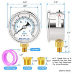 MEANLIN MEASURE 0~15Psi Dry Low Pressure Gauge Stainless Steel 1/" NPT 2" FACE DIAL Waterproof for Water Oil Air Well Pump Tank Tire Pressure Test Lower Mount, with 1/4" NPT and 3/8" NPT Hex Bushing