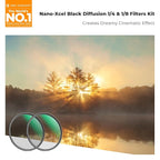 K&F CONCEPT 77mm Black Diffusion 1/4 & 1/8 Lens Filter Kit (2 Pcs), Mist Cinematic Effect Filter for Vlog/Video/Portrait Image with 28 Multi-Layer Coated