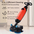 Rechargeable Floor Cleaner and Wet Dry Floor Machine, 17" Commercial Floor Scrubber, Dual-Brush Heads, Cordless Electric Floor Mop Cleaning Capacity 13000 Sqft/H, for Villa Hospital Office Gray
