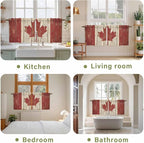 Canada Tier Curtains, Red Maple Leaf Flag Vintage Farmhouse Wooden Grain Light Filtering Kitchen Curtains, 2Pcs Rod Pocket Half Window Treatments Panels for Sink Cafe Cabinet Camper 27.5x24 Inches