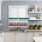 Retro Farm Woodcuts Texture Window Valance Curtains, Green Brown Gradient Light Filtering Kitchen Valance with 3-inch Rod Pocket for Living Room Bathroom Bedroom,2 Panel,27.5x24In