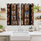 2 Panel Kitchen Cafe Curtains, Desert Camels Sunlight Filtering Nature Air Through, Home Decor Window Covering Tier Curtains for Living Room 104W x 72L inch Brown Wildlife Farmhouse Animals Rustic