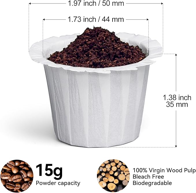 300 Count Fanativita K Cup Coffee Filters Disposable for Keurig Single Cup, Compatible with All Reusable K Cups (White)