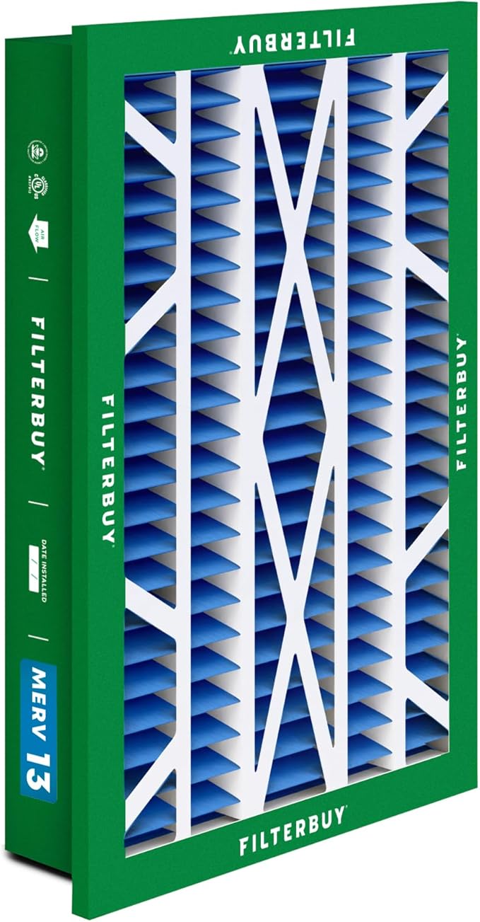 Filterbuy 16x25x5 Air Filter MERV 13 Optimal Smoke & Allergy Defense (4-Pack), Electrostatic Pleated HVAC AC Furnace Filters for Honeywell Return Grille (Actual Size: 14.38 x 23.38 x 3.69)