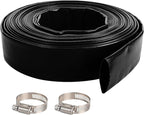 1-1/4" x 100 FT Pool Backwash Hose, Black Heavy Duty Reinforced PVC Lay Flat Water Discharge Hose