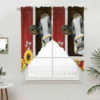 Cows Sunflowers Swag Valances for Windows, Rustic Farms Barns Flowers Bees Animals Rod Pocket Kitchen Curtains Valance, Kitchen Window Curtains Swag for Cafe Bathroom Living Room, 2 Panels, 36x45 inch