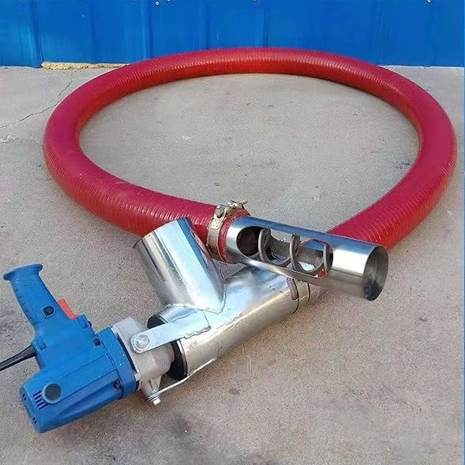 Red Portable Grain Suction Pump - Low Noise Auger Conveyor for Cement, Fertilizer, Gravel & Small Particles - Efficient & Versatile for Agriculture and Construction (5m)