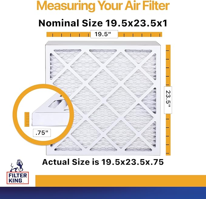 Filter King 19.5x23.5x1 Air Filter | 4-PACK | MERV 13 HVAC Pleated A/C Furnace Filters | MADE IN USA | Actual Size: 19.5 x 23.5 x .75"