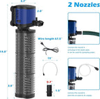 Pond Pump 660GPH Filtration, Sump Submersible Water Pump w/Sponge Filter, 8ft. High Lift, Quiet for Aquarium Hydroponics, Dry Burning Protection