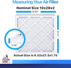 Filter King 10x28x2 Air Filter | 6-PACK | MERV 8 HVAC Pleated A/C Furnace Filters | MADE IN USA | Actual Size: 9.5x27.5x1.75"