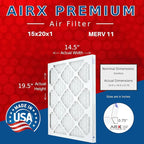 AIRX FILTERS WICKED CLEAN AIR. 15x20x1 Air Filter MERV 11 Electrostatic Pleated Air Conditioner Filter 6 Pack HVAC AC Furnace Filters