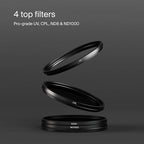 Urth 67mm 4-in-1 Lens Filter Kit (Plus+) - UV, CPL, Neutral Density ND8, ND1000, Multi-Coated Optical Glass, Ultra-Slim Camera Lens Filters