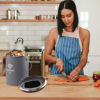 Kitchen Countertop Compost Bin, Odor Resistant Indoor Compost Bin with Lid and Charcoal Filter, Rust Resistant Coated Compost Bucket, Compost Container, Gray