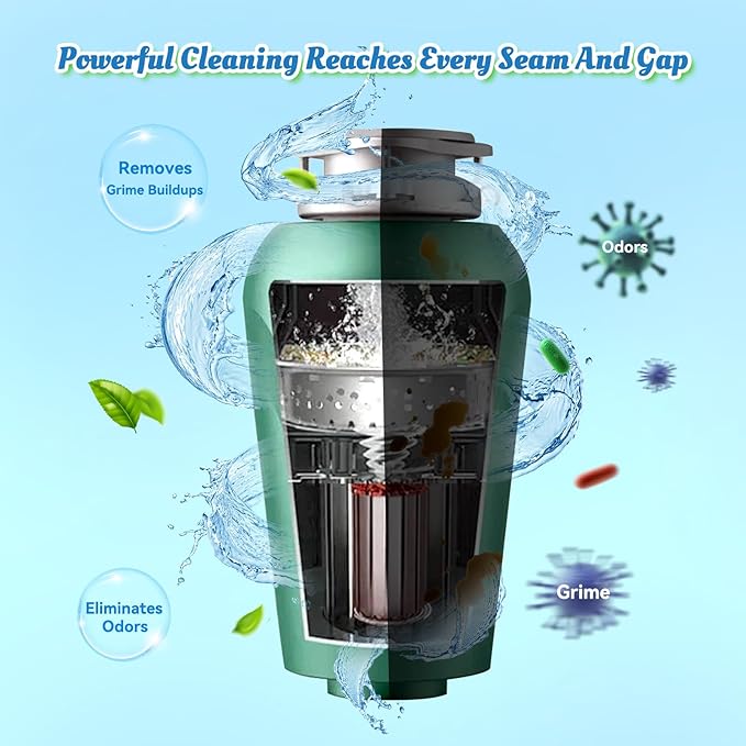 Garbage Disposal Cleaner Deodorizer Tablets-24 Pack Deep Cleaning Disposer Descaler Freshener-Heavy Duty Grease Grime Limescale Odor Smell Remover-for Kitchen All Disposals Mint Foaming 1 Year Supply