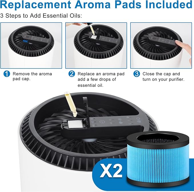 MK01 MK06 Air Filter Replacement Compatible with Aroeve MK01 MK06, ToLife TZ-K1 and Kloudi DH-JH01 Filter, Standard Version, Blue