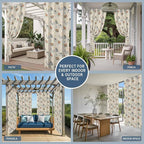 Cartoon Animals Outdoor Curtains for Patio Raccoons Rabbits Moon Linen Texture Waterproof Outside Curtains with Grommet Top Weatherproof Curtain for Cabana Pergola Gazebo, 1 Panel, 54" W x 84" L