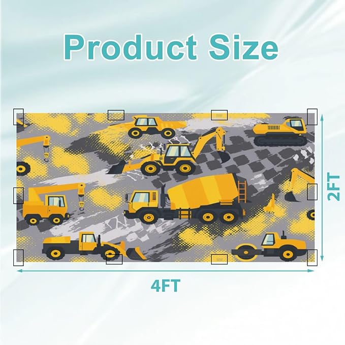 4 Pcs Fluorescent Light Covers for Ceiling Lights Yellow Construction Vehicles Excavators Cranes Trucks Gray Decorative Magnets Light Filters for Office Home Classroom Must Haves 4’ x 2’