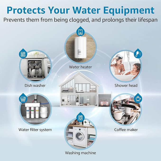 AQUA CREST FXHSC Whole House Water Filter Replacement for GE® FXHSC, GXWH40L, GXWH35F, American Plumber W50PEHD, W10-PR, Culligan® R50-BBSA, 5 Micron 10" x 4.5", High Flow Sediment Filters, Pack of 4