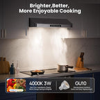 Under Cabinet Range Hood 30 Inch, 980CFM Fast Venting Ducted, Kitchen Hood With 3 Speed Gesture Sensing & Touch Control, Stainless Steel Stove Vent Hood With LED Light And 2 Baffle Filters