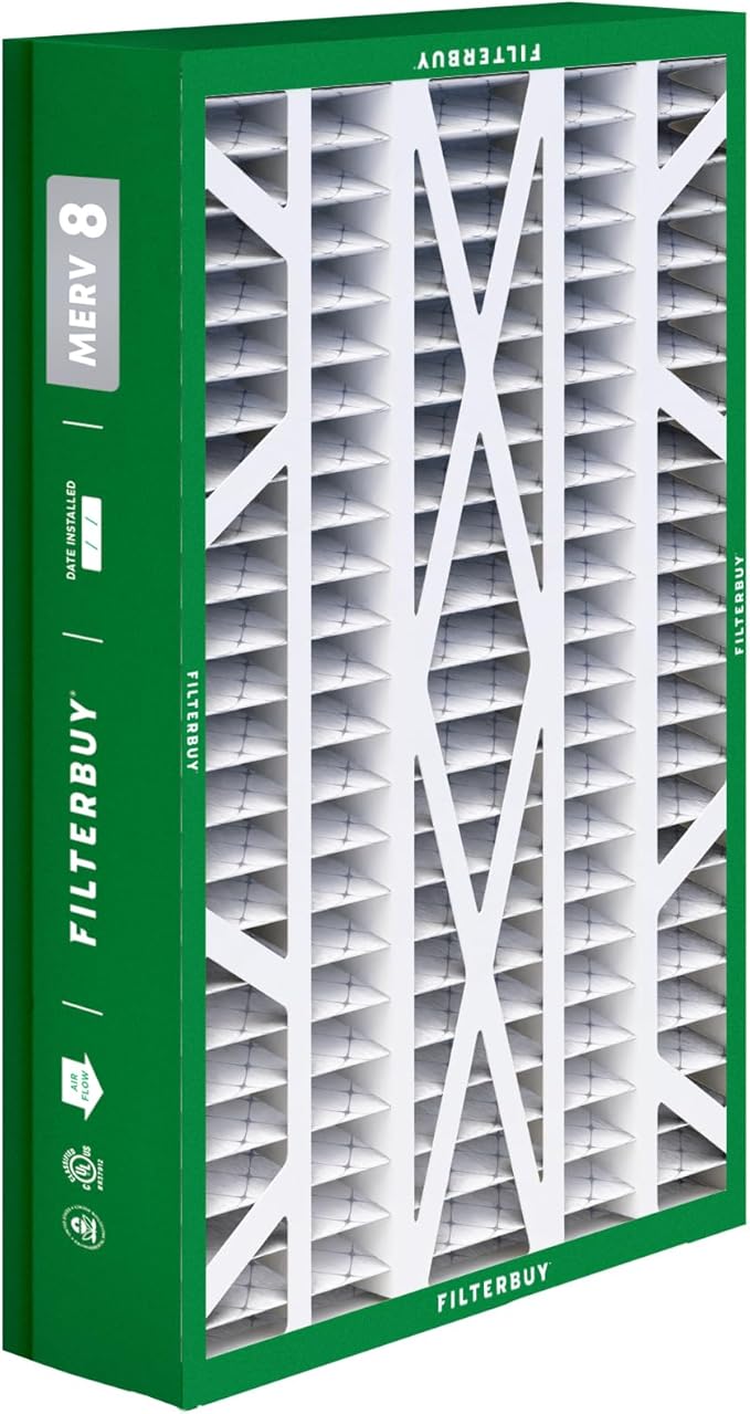 Filterbuy 14.5x27x5 Air Filter MERV 8 Essential Dust & Allergy Defense (2-Pack), Pleated HVAC AC Furnace Filters for Trane, American Standard, Honeywell, and More (Actual Size: 14.06 x 26.13 x 4.97)