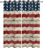 4th of July Outdoor Curtains for Patio USA Flag Independence Day Vintage Waterproof Outside Curtains with Grommet Top Weatherproof Curtain for Cabana Pergola Gazebo, 2 Pack, 54" W x 84" L