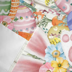 Happy Easter Curtain Valances for Windows, Kitchen Valance Window Treatment, Spring Colorful Eggs Rabbit Ear Feet Flowers Light Filtering Block Curtains for Bathroom/Bedroom/Living Room 42'' x 12''