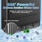 Turtle Tank Filter Aquarium Filter w/ Detachable U-V Light for 30-75Gal, Waterfall Flow Adjustable Low Water Level Internal Green Clean Machine Killing Deodorization Saltwater Freshwater Crystal Clear