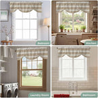 Brown Ombre Wooden Tie Up Valance Curtains for Windows, Kitchen Curtains Window Shades, Farmhouse Retro Khaki Wood Light Filtering Roman Curtain Valances for Bedroom/Bathroom/Cafe 60"x18"