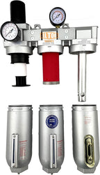 3/4" NPT SUPER DUTY Industrial Grade Filter Regulator Coalescing Desiccant Dryer System For Compressed Air Lines, Metal Bowls, Great For Paint Spray And Plasma Cutter (MANUAL DRAIN)