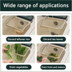 Kitchen Food Waste Filter Basket with 50Pcs Mesh Bag Collapsible Residue Filter Screen Holder Square Bracket Corner Hanging Drain Rack Sink Strainer White 2pcs