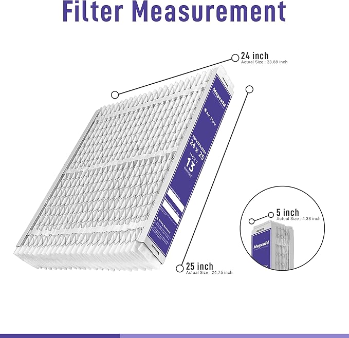 Compatible for Carrier & Bryant EXPXXFIL0324 Air Filter Replacement EXPXXFIL0024 20x25x5 (2-Pack), MERV 14, Foldable Media