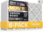 BNX TruFilter 14x20x1 Air Filter MERV 11 (6-Pack) - MADE IN USA - Allergen Defense Electrostatic Pleated Air Conditioner HVAC AC Furnace Filters for Allergies, Dust, Pet, Smoke, Allergy MPR 1200 FPR 7
