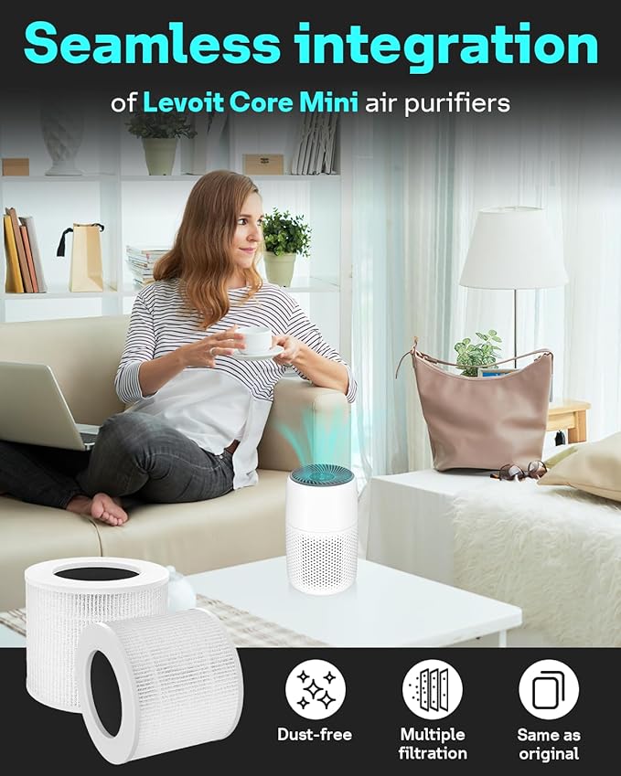 Leemone 3 Pack Core Mini Replacement Filter for LEVOIT Core Mini Air Purifiers, High-Efficiency Activated Carbon