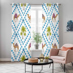 2 Panel Kitchen Cafe Curtains, Camels Palm Trees Sunlight Filtering Nature Air Through, Home Decor Window Covering Tier Curtains for Living Room 104W x 90L inch Tropical Desert Animal Plants Polka Dot