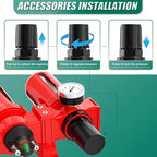 Industrial Grade Three-Stage Air Drying System, 0-150 PSI, 1/2 Inch NPT, Aluminum Alloy, with Particulate Filter, Coalescing Filter, Desiccant Dryer, and Air Regulator (Manual Drainage)