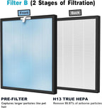 HSP001 True HEPA Replacement Filter Compatible with HSP001 Air Clean-er Purifier 4-in-2 filters of HEPA Filter, Activated Carbon and Cold Catalyst, 2 Packs