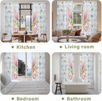 Easter Window Curtains 72 Inch Long 2 Panel Set, Rod Pocket Long Curtains & Drapes, Spring Rabbits Ears Feet Floral Blue Lattice Light Filtering Window Treatment for Bedroom Living Room 52"W x 72"L